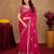Rani pink soft shimmer chiffon embroidery work saree with unstitched blouse piece