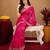 Rani pink soft shimmer chiffon embroidery work saree with unstitched blouse piece