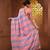 Flamingo pink and sky blue cotton handwoven half n half saree with stripe pattern