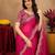 Rani pink soft shimmer chiffon embroidery work saree with unstitched blouse piece