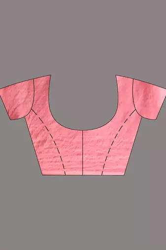 Flamingo pink and sky blue cotton handwoven half n half saree with stripe pattern