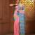 Multicolor cotton colorblocked handwoven half n half saree