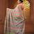 Light green and punch pink cotton handwoven half n half saree with stripe pattern