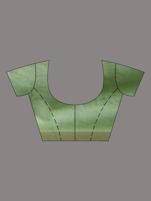 Light green and punch pink cotton handwoven half n half saree with stripe pattern 4