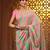 Light green and punch pink cotton handwoven half n half saree with stripe pattern