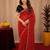 Red  soft net sequence emboidery saree with unstitched blouse piece