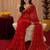 Red  soft net sequence emboidery saree with unstitched blouse piece