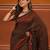 Brown cotton handwoven soft saree with texture pattern