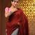 Dark red and steel grey half n half cotton soft saree with pompom