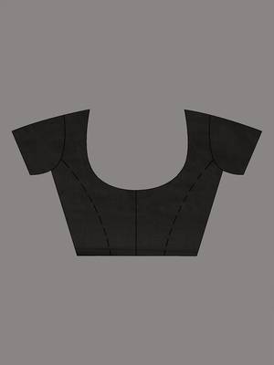 Black cotton soft saree with solid pattern 4
