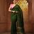 Green cotton soft saree with solid pattern