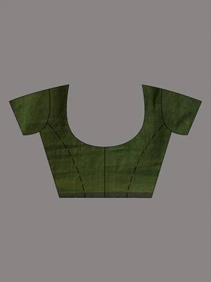 Green cotton soft saree with solid pattern 4