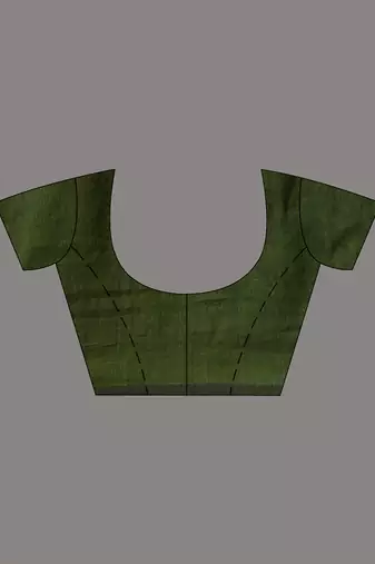 Green cotton soft saree with solid pattern