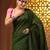 Green cotton soft saree with solid pattern