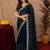 Blue  soft net sequence emboidery saree with unstitched blouse piece