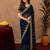 Blue  soft net sequence emboidery saree with unstitched blouse piece