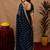 Blue  soft net sequence emboidery saree with unstitched blouse piece