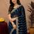 Blue  soft net sequence emboidery saree with unstitched blouse piece