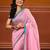 Pink cotton soft saree with solid pattern