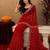 Red  soft net sequence emboidery saree with unstitched blouse piece