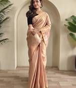light peach coloer Zari All Over Pichwai Pattern Tilak Butti Motifs tissue saree