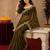 Olive  soft net sequence emboidery saree with unstitched blouse piece