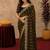 Olive  soft net sequence emboidery saree with unstitched blouse piece