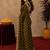 Olive  soft net sequence emboidery saree with unstitched blouse piece
