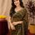 Olive  soft net sequence emboidery saree with unstitched blouse piece
