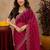 Rani pink  soft net sequence emboidery saree with unstitched blouse piece