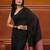 Black cotton soft saree with stripe pattern