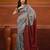 Grey cotton soft saree with pompom