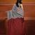 Grey cotton soft saree with pompom
