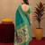 Teal green soft silk blend banarasi jacuard work pethani saree with unstitched blouse piece