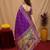 Purple soft silk blend banarasi jacuard work pethani saree with unstitched blouse piece