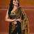 Golden tissue soft saree with pompom