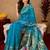 Aqua soft silk blend banarasi jacuard work pethani saree with unstitched blouse piece