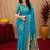 Aqua soft silk blend banarasi jacuard work pethani saree with unstitched blouse piece