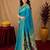 Aqua soft silk blend banarasi jacuard work pethani saree with unstitched blouse piece