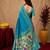 Aqua soft silk blend banarasi jacuard work pethani saree with unstitched blouse piece