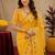 Yellow soft silk blend banarasi jacuard work pethani saree with unstitched blouse piece