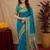 Aqua soft silk blend banarasi jacuard work pethani saree with unstitched blouse piece