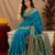 Aqua soft silk blend banarasi jacuard work pethani saree with unstitched blouse piece