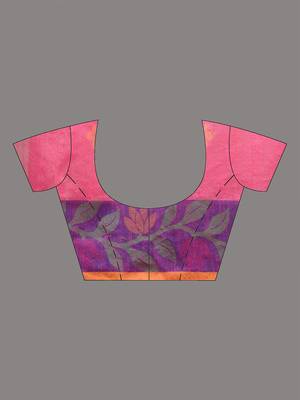 Pink tissue handwoven soft saree 4