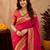 Rani pink soft silk blend banarasi jacuard work pethani saree with unstitched blouse piece