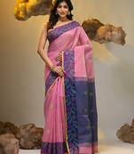 Pink tissue handwoven soft saree