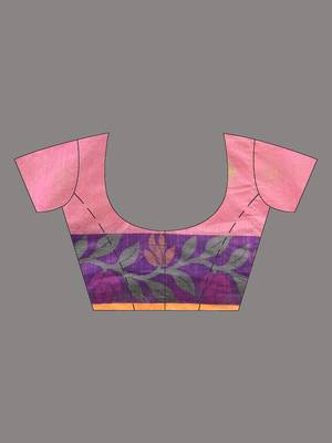 Pink tissue handwoven soft saree 4