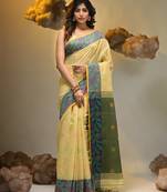 Light yellow tissue handwoven soft saree