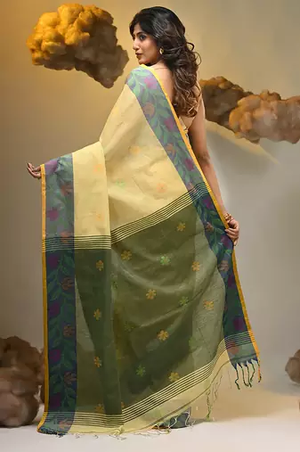 Light yellow tissue handwoven soft saree