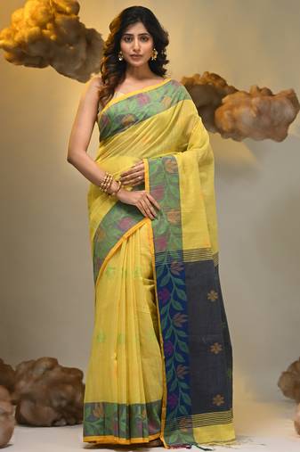 Yellow tissue handwoven soft saree